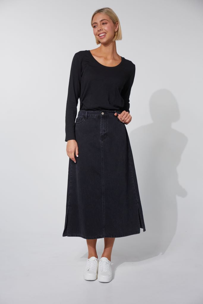 Dalton Denim Skirt Slate