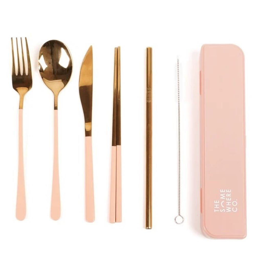 Take Away Cutlery Set Gold with Blush