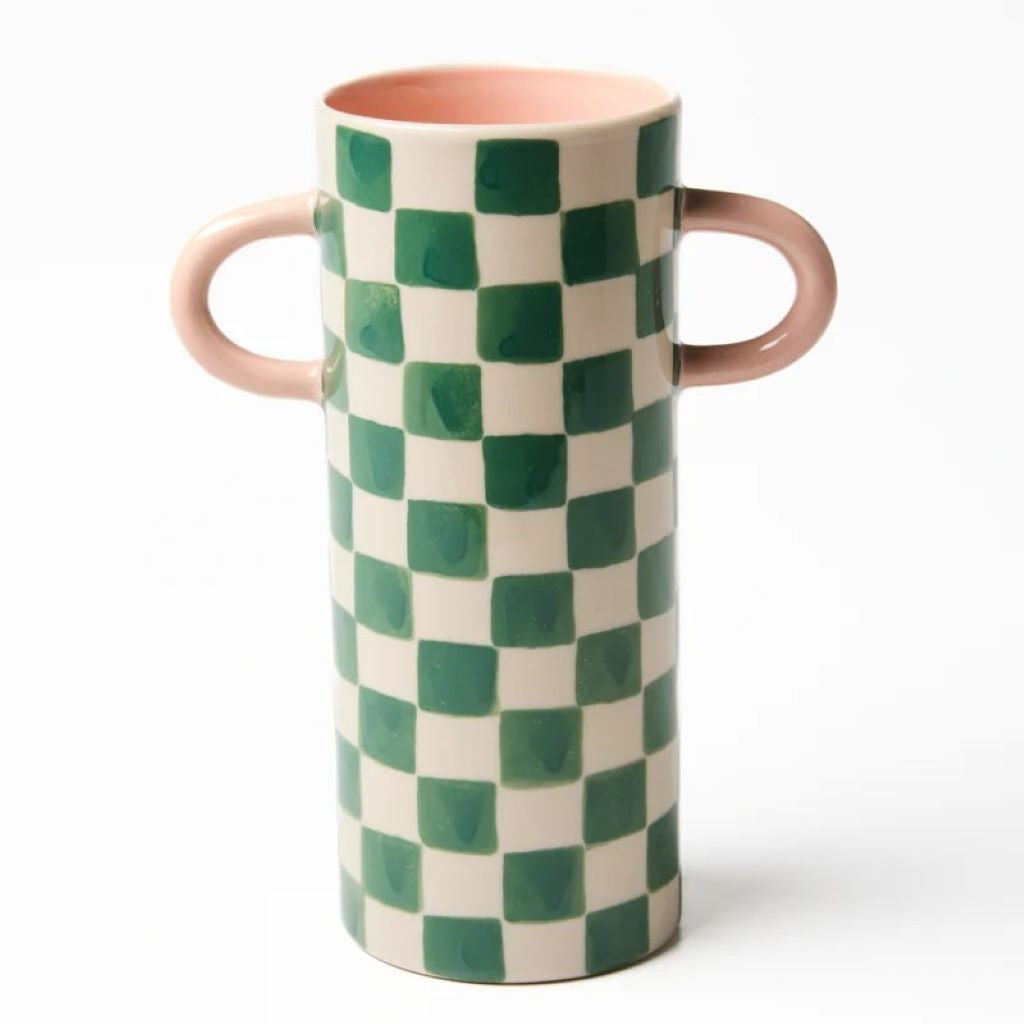 Griffe Green Check Bud Vase