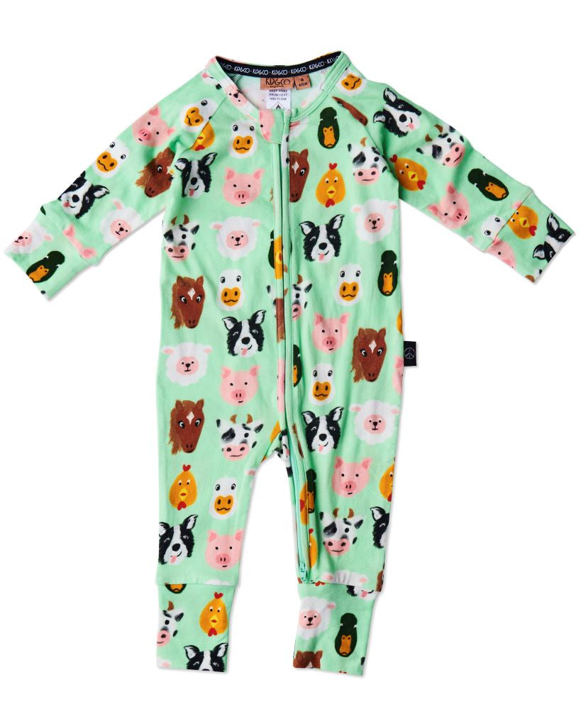 Farm Friends LS Zip Romper