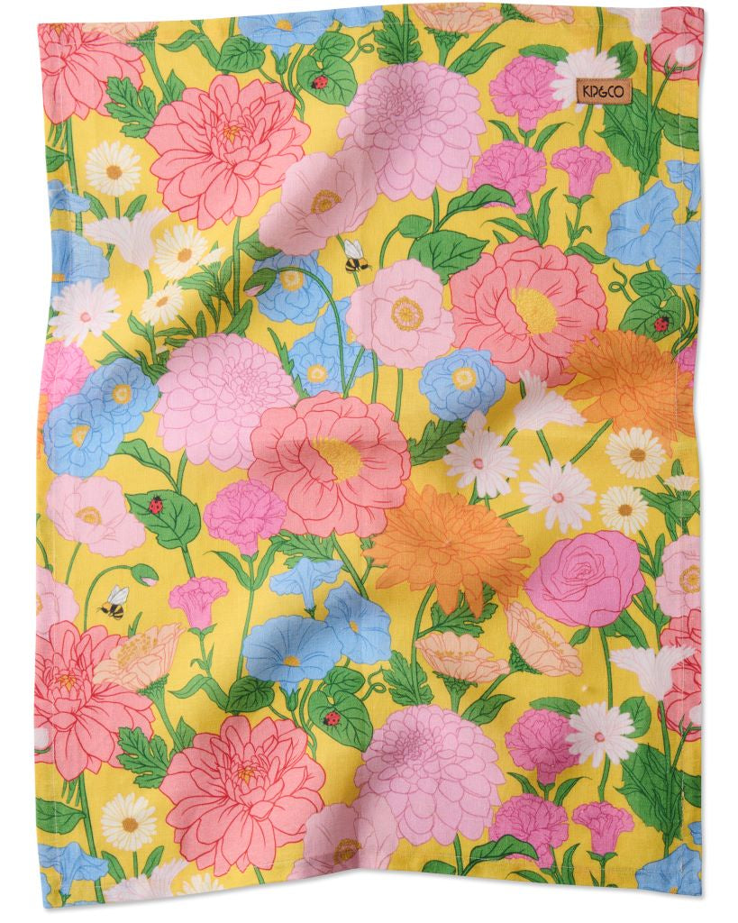 Follow The Sun Yellow Tea Towel