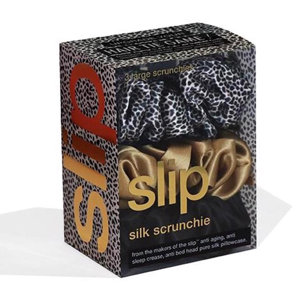 Silk Scrunchie Large (3) Gold Leopard Mixed