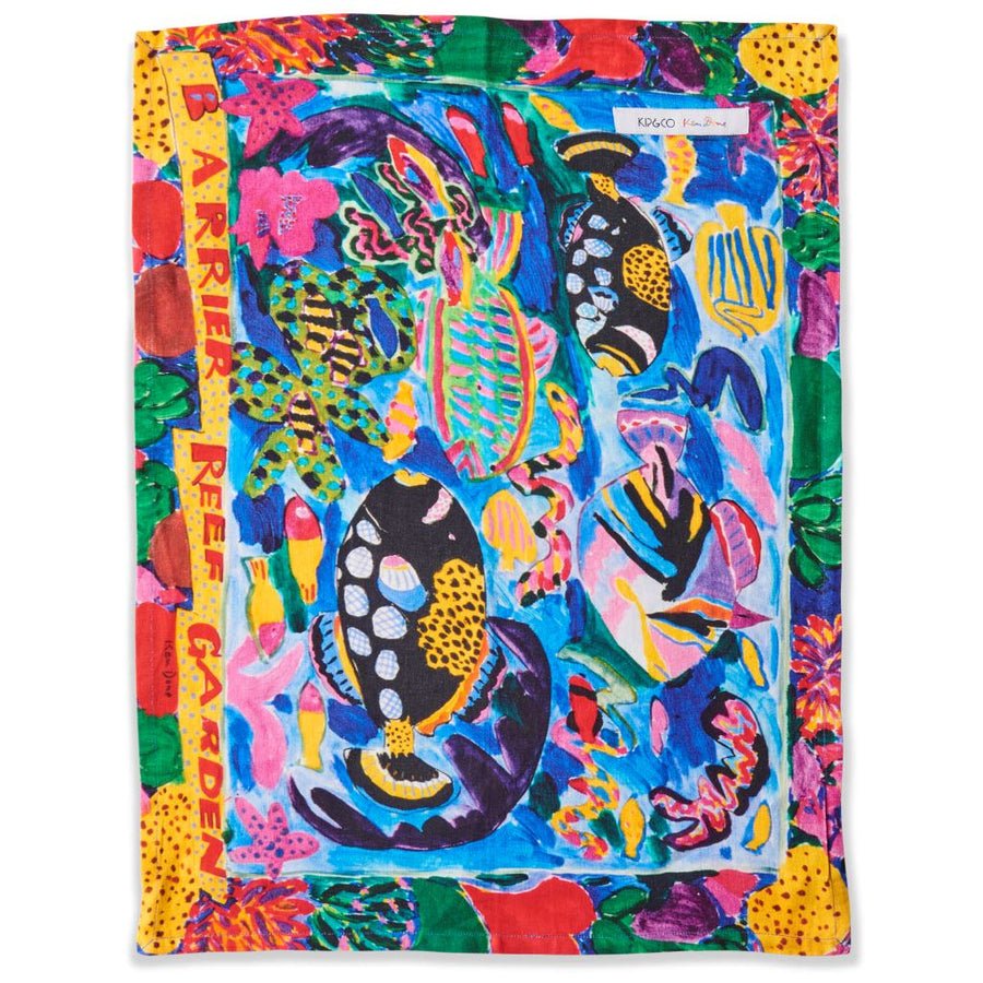 Barrier Reef Garden Linen Tea Towel